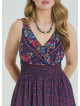 V Neck Robe Pink Floral Patterned Plus Size Dress 4584